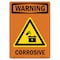 Signmission Safety Sign, OSHA WARNING, 10" Height, Corrosive, Portrait OS-WS-D-710-V-13045 - alternate 1